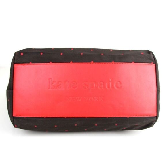 LRG Kate Spade NY BROWN CANVAS PINK LEATHER TRIM TOTE SHOULDER BAG HANDBAG PURSE - Picture 6 of 13